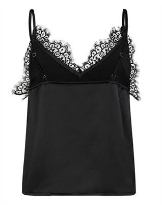 Denise Lace Singlet Top - Black